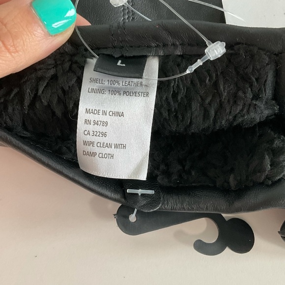 Nordstrom Men Black Leather Fleece Lined Gloves L - Picture 5 of 5